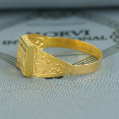 22k Yellow Gold Ring Size 6 7 8, and All Size, Hand Carved Gold Ring, Indian Gold Ring,