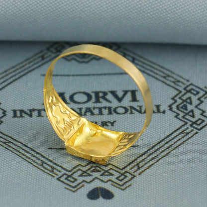22k Yellow Gold Ring Size 6 7 8, and All Size, Hand Carved Gold Ring, Indian Gold Ring,