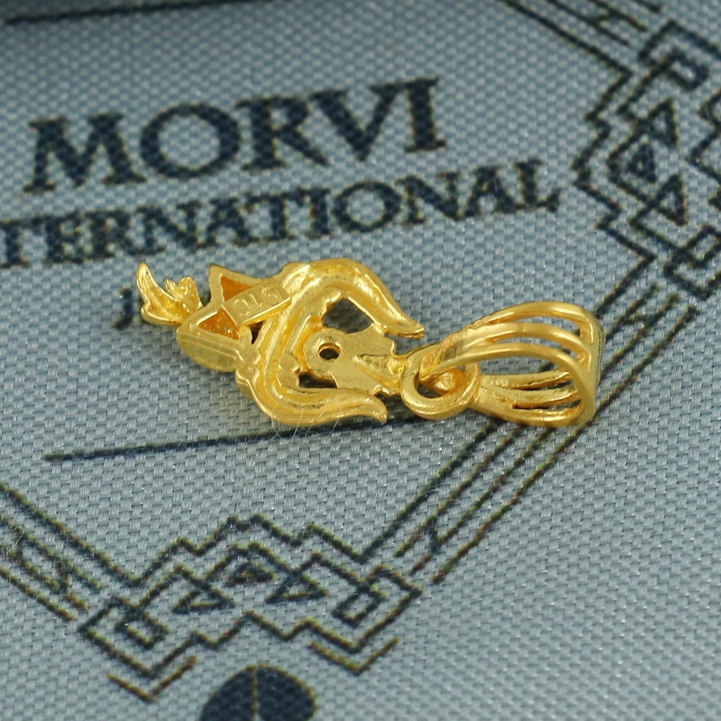 22k Yellow Gold Trishool Damroo Pendant: Indian God Trident Jewelry, Hindu God Shiva Light Weight Dainty Carved Locket amulet, K6826