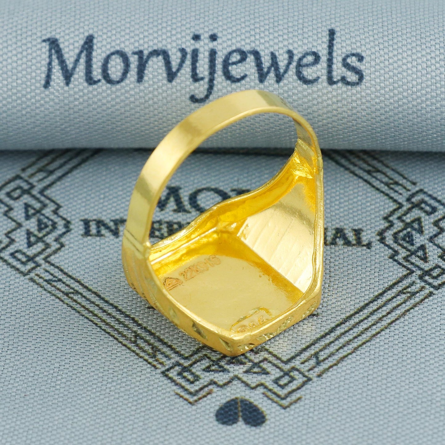 Hand Carved 22k solid gold ring handmade jewelry, Vintage Antique Style Indian Ring, Light Weight Gold Jewelry, K6871