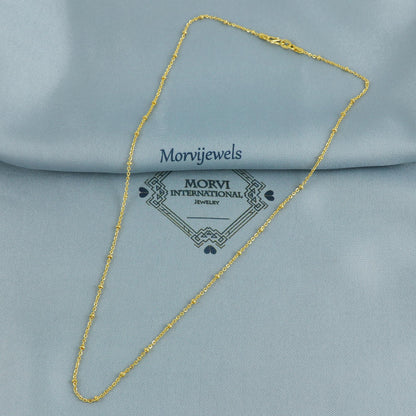 Pure Gold Necklace Chain in 18k Yellow Gold, Rolo Bead Style Chain, dainty gold chain necklace jewelry, beads chain