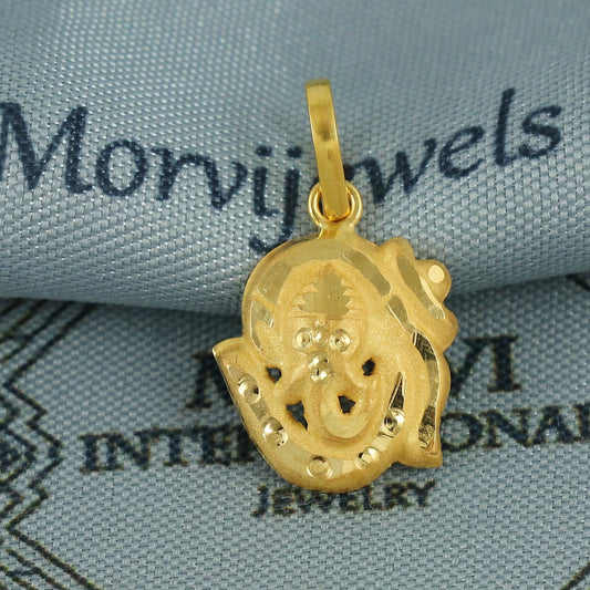 lord ganeshji 20k Yellow Gold Pendant: Indian God  Jewelry, Hindu God Ganesha Ganeshji Light Weight Dainty Carved Locket amulet, K6827