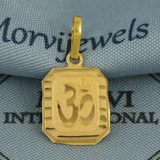 20k Gold Om Pendant: Lightweight Indian Jewelry, Handmade Gold Dainty Jewelry for Gift, K6829