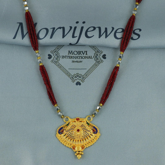 Pure 22k Gold Pendant Handmade Indian Jewelry, Traditional Indian Gold Jewelry, vintage antique design