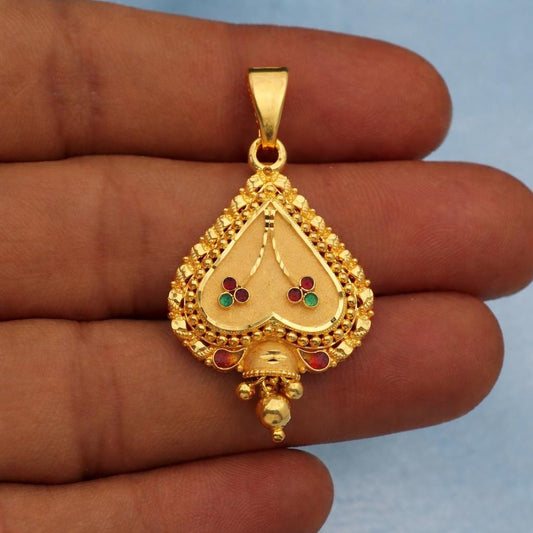 Beautiful 22k Yellow Gold Pendant Handmade Indian Gold Jewelry, vintage design locket antique vintage design pendant best gift