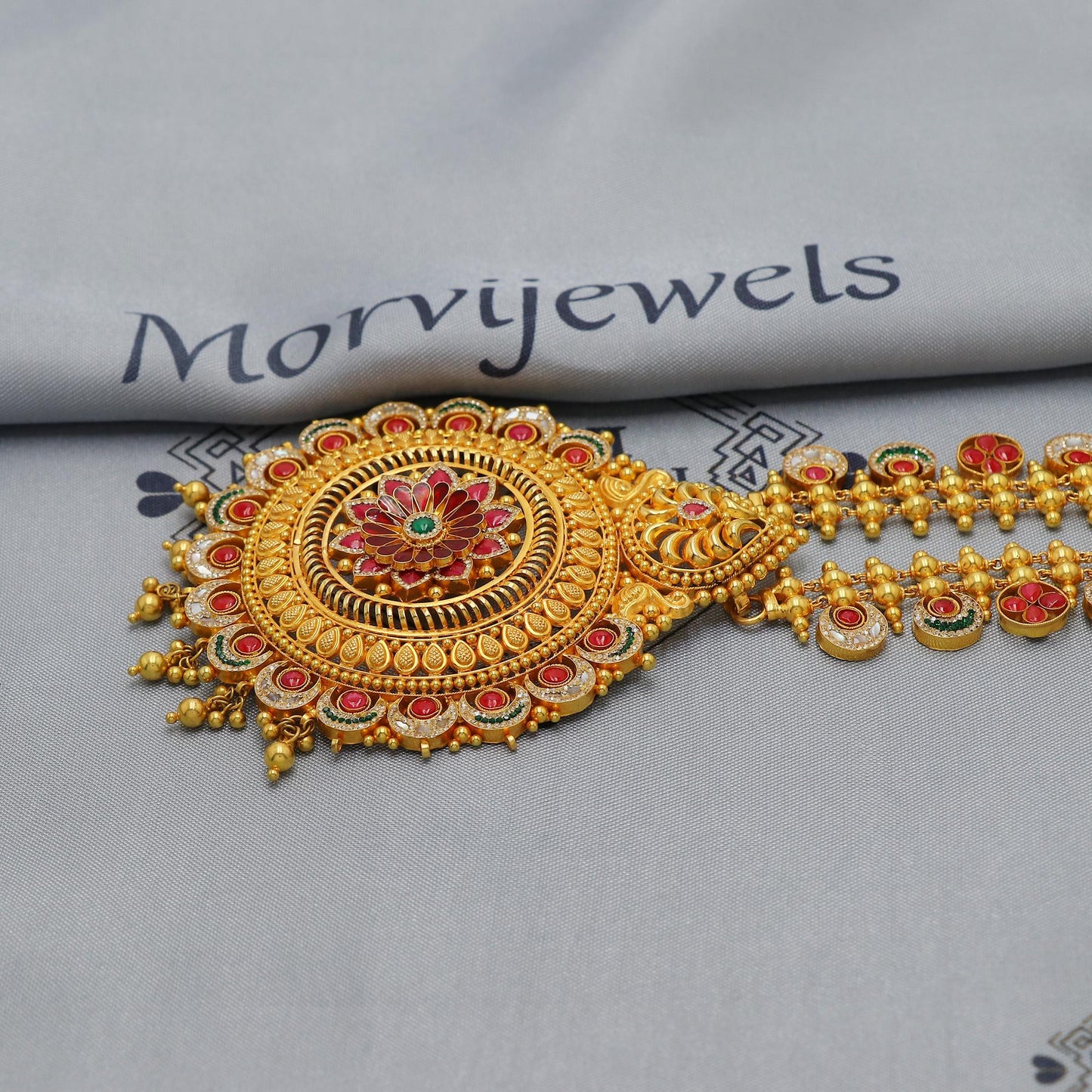 22k Yellow Gold Necklace, Indian Gold Necklace Jewelry, Bridal Gold Necklace, Traditional Rajasthani Pure Gold Handmade design, K6877