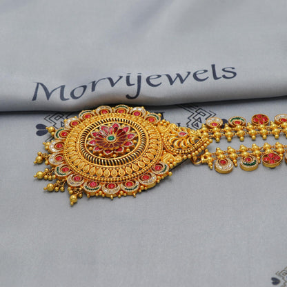 22k Yellow Gold Necklace, Indian Gold Necklace Jewelry, Bridal Gold Necklace, Traditional Rajasthani Pure Gold Handmade design, K6877
