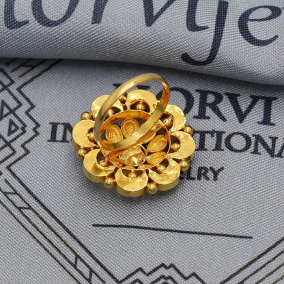 Dainty stones 22kt 22k Solid Yellow Gold Handmade Jadau Gold Ring, Wedding Traditional Ring Jewelry, K6878