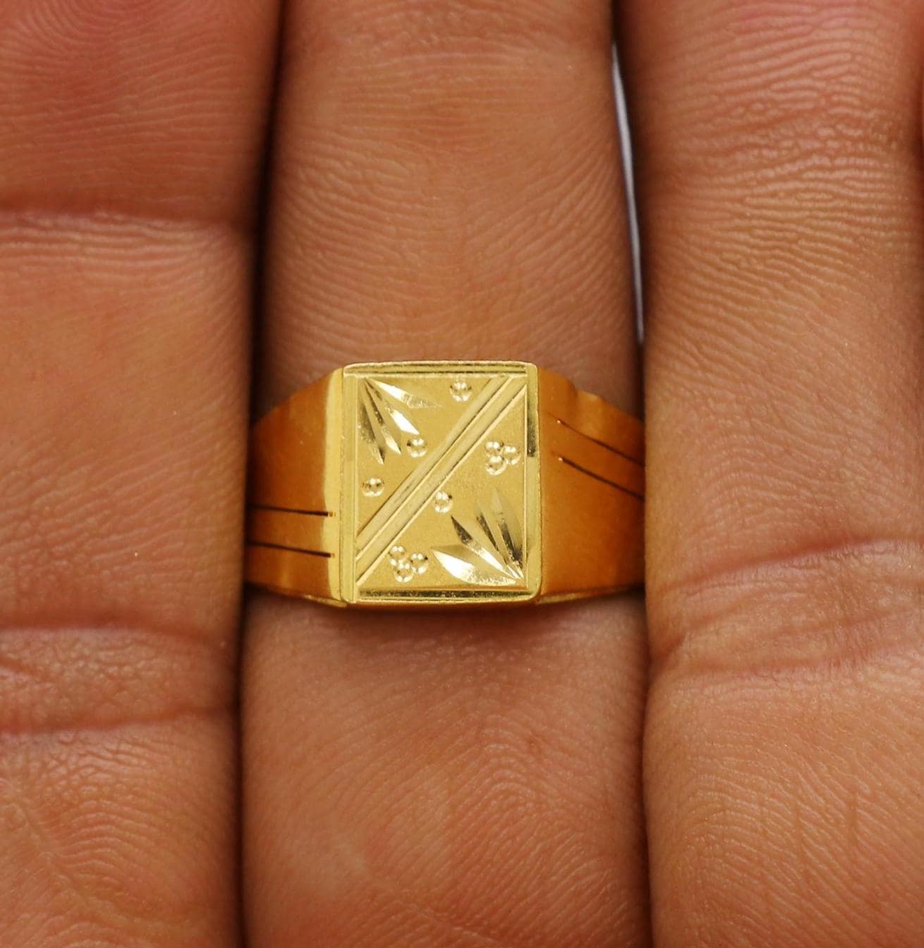 Floral Solid 22k Yellow Gold Ring Jewelry for Gift, 22k Gold Handmade Ring, Indian Gold Ring, K6169