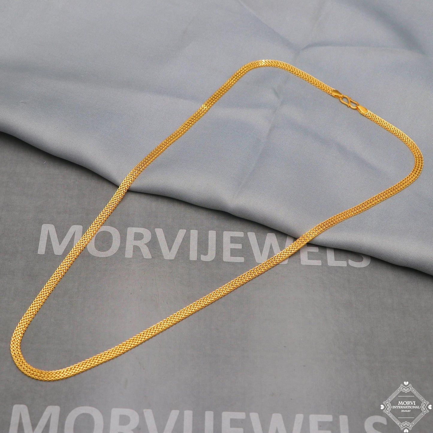 Flat 22k Yellow Gold Chain Necklace, pure handmade gold chain for men and women, Indian gold chain jewelry, gift, K5278