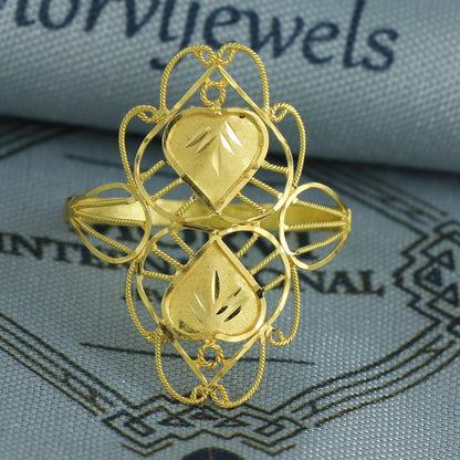 Hand Carved 18k solid gold wire women ring handmade jewelry, Light Weight Gold Dainty Jewelry, Ring Size - 7.75 US, K6858