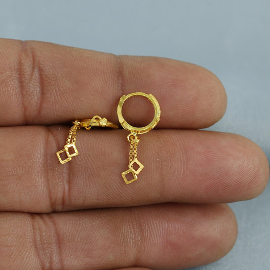 20k Yellow Gold Hoop Bali Earrings , Handmade Yellow gold earrings for women, Small Tiny Hoops, dainty indian gold earrings for teens, K6861