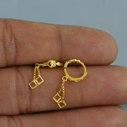 20k Yellow Gold Hoop Bali Earrings , Handmade Yellow gold earrings for women, Small Tiny Hoops, dainty indian gold earrings for teens, K6862