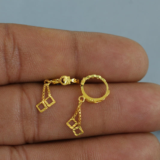 20k Yellow Gold Hoop Bali Earrings , Handmade Yellow gold earrings for women, Small Tiny Hoops, dainty indian gold earrings for teens, K6862