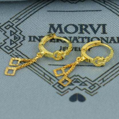 20k Yellow Gold Hoop Bali Earrings , Handmade Yellow gold earrings for women, Small Tiny Hoops, dainty indian gold earrings for teens, K6862