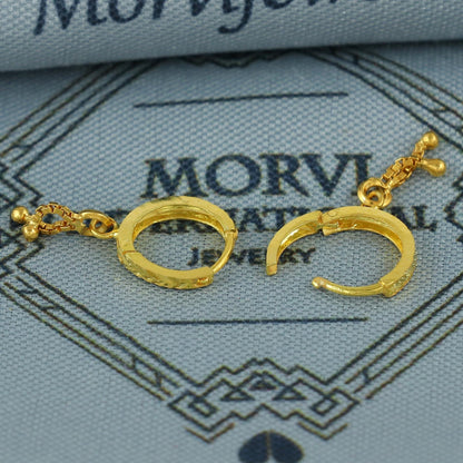20k Yellow Gold Hoop Bali Earrings , Handmade Yellow gold earrings for women, Small Tiny Hoops, dainty indian gold earrings for teens, K6867