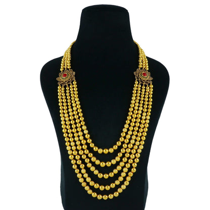 22k Gold Beads Indian Wedding Party Wear Necklace Handmade Jewelry for Gift