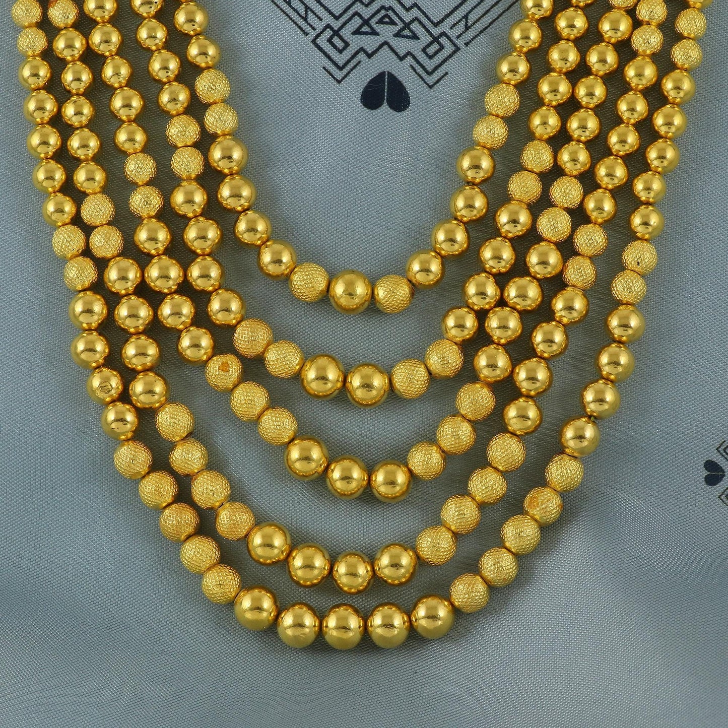 22k Gold Beads Indian Wedding Party Wear Necklace Handmade Jewelry for Gift