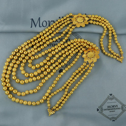 22k Gold Beads Indian Wedding Party Wear Necklace Handmade Jewelry for Gift