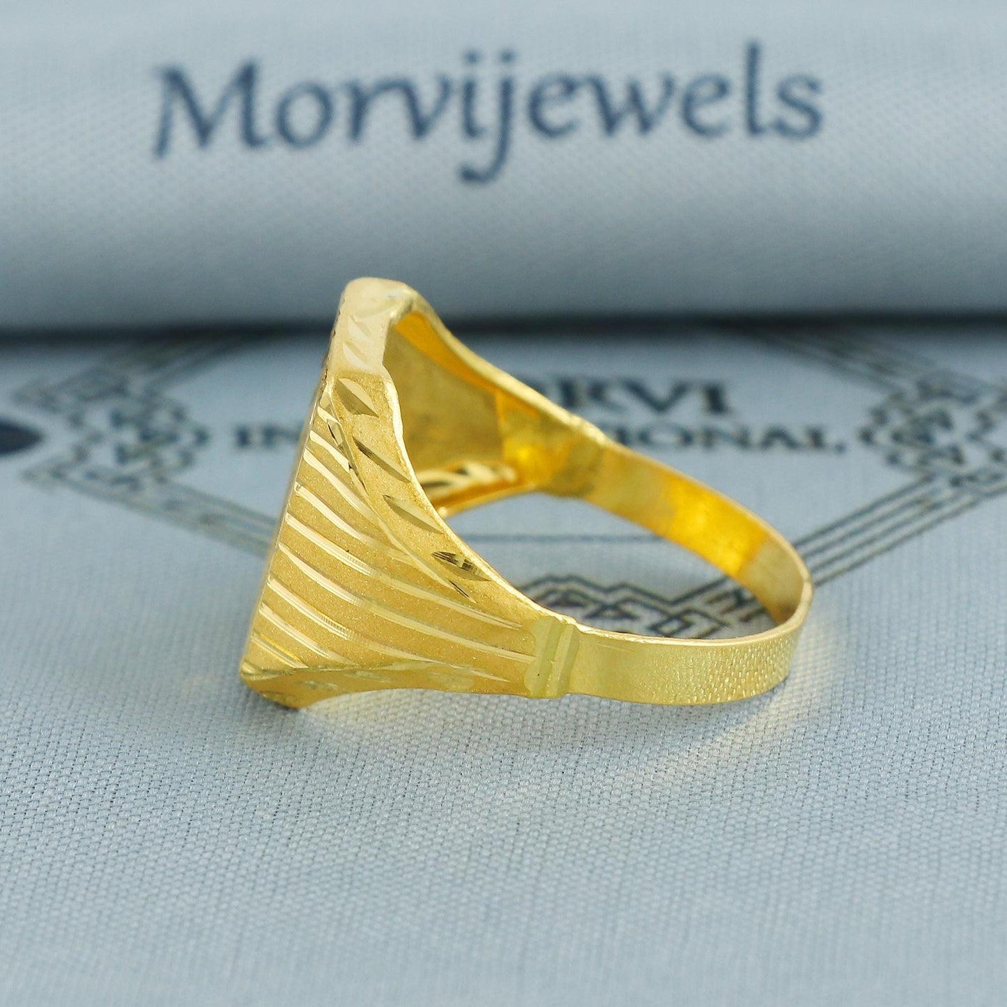 Hand Carved 22k solid gold ring handmade jewelry, Vintage Antique Style Indian Ring, Light Weight Gold Jewelry, K6871