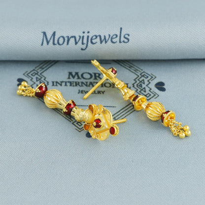 22k 22kt gold dangling earrings jewelry for gift, dangling gold beads indian earring jewelry, handmade Indian style jewelry for Women, K6873