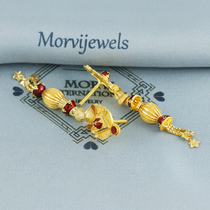 22k 22kt gold dangling earrings jewelry for gift, dangling gold beads indian earring jewelry, handmade Indian style jewelry for Women, K6874