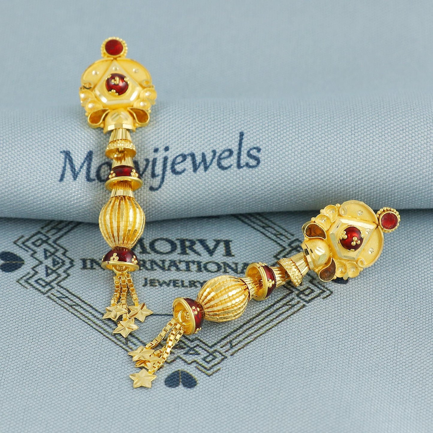 22k 22kt gold dangling earrings jewelry for gift, dangling gold beads indian earring jewelry, handmade Indian style jewelry for Women, K6874