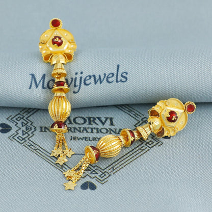 22k 22kt gold dangling earrings jewelry for gift, dangling gold beads indian earring jewelry, handmade Indian style jewelry for Women, K6874