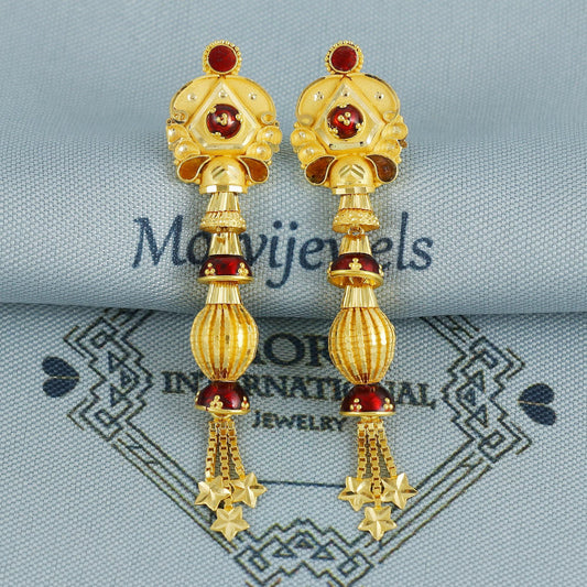 22k 22kt gold dangling earrings jewelry for gift, dangling gold beads indian earring jewelry, handmade Indian style jewelry for Women, K6874