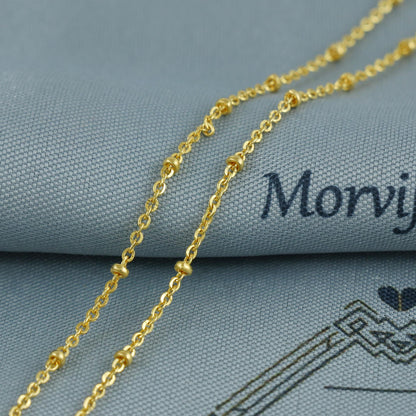 Pure Gold Necklace Chain in 18k Yellow Gold, Rolo Bead Style Chain, dainty gold chain necklace jewelry, beads chain
