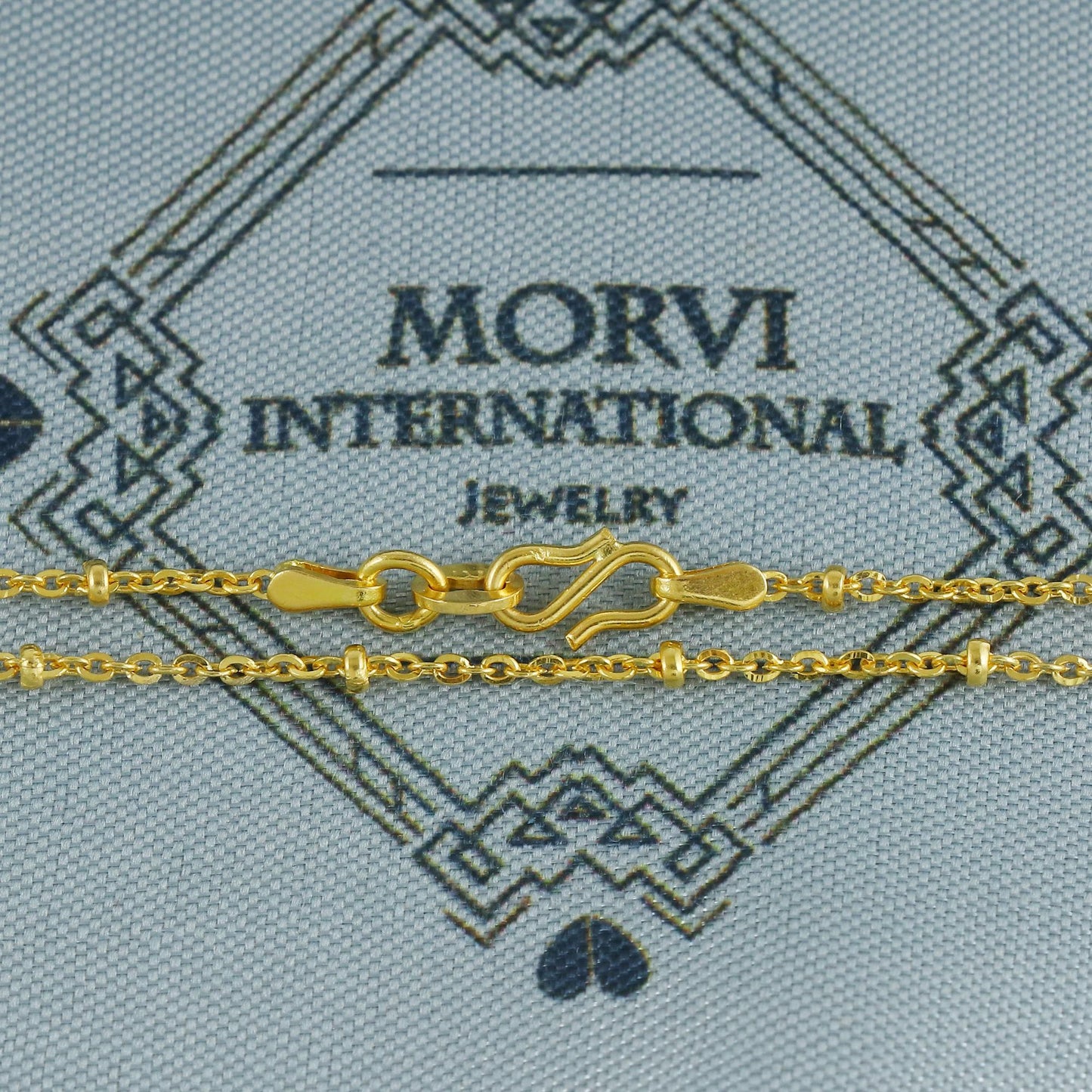Pure Gold Necklace Chain in 18k Yellow Gold, Rolo Bead Style Chain, dainty gold chain necklace jewelry, beads chain