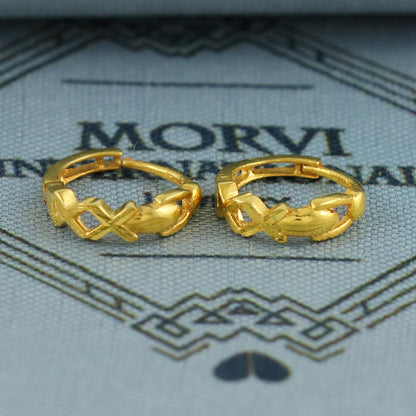18k Yellow Gold Hoop Bali Earrings Cartilage , Handmade gold earrings for women Small Tiny Hoops, dainty gold earrings for teens, K6880