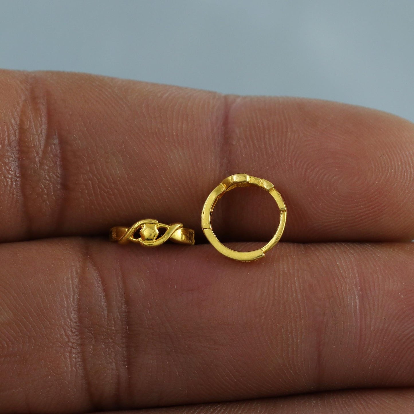 18k Yellow Gold Hoop Bali Earrings Cartilage , Handmade gold earrings for women Small Tiny Hoops, dainty gold earrings for teens, K6881