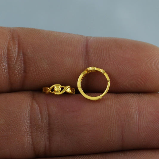 18k Yellow Gold Hoop Bali Earrings Cartilage , Handmade gold earrings for women Small Tiny Hoops, dainty gold earrings for teens, K6881