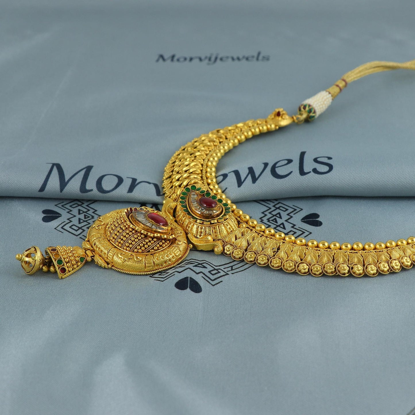 22k Yellow Gold Necklace, Indian Gold Choker Jewelry, Bridal Gold Necklace, Traditional Pure Gold Handmade design, K6886