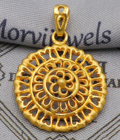 Pure 22k Gold Pendant Jewelry, Traditional Indian Gold Jewelry, vintage antique design, K6232
