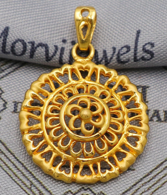 Pure 22k Gold Pendant Jewelry, Traditional Indian Gold Jewelry, vintage antique design, K6232