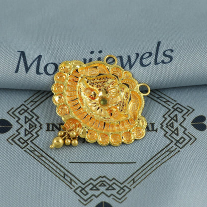 22k Yellow Gold Mangalsutra Pendant Necklace Handmade Indian Handmade Vintage Antique Design Jewelry, K6887