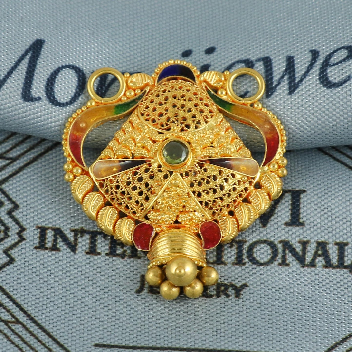 22k Yellow Gold Mangalsutra Pendant Necklace Handmade Indian Handmade Vintage Antique Design Jewelry, K6888