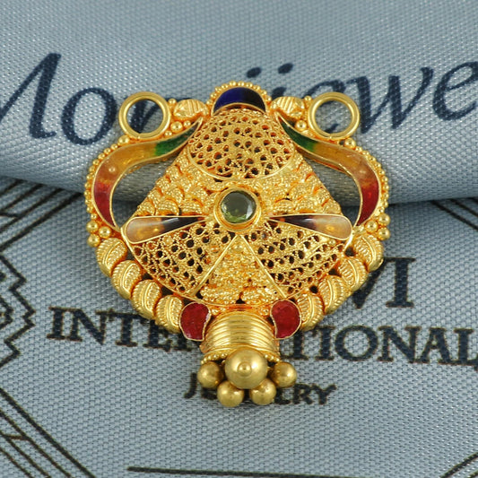 22k Yellow Gold Mangalsutra Pendant Necklace Handmade Indian Handmade Vintage Antique Design Jewelry, K6888