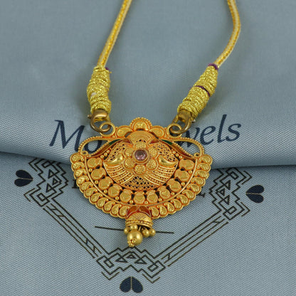 22k Yellow Gold Mangal sutra Pendant Necklace Handmade Indian Handmade Vintage Antique Design Jewelry, K6891