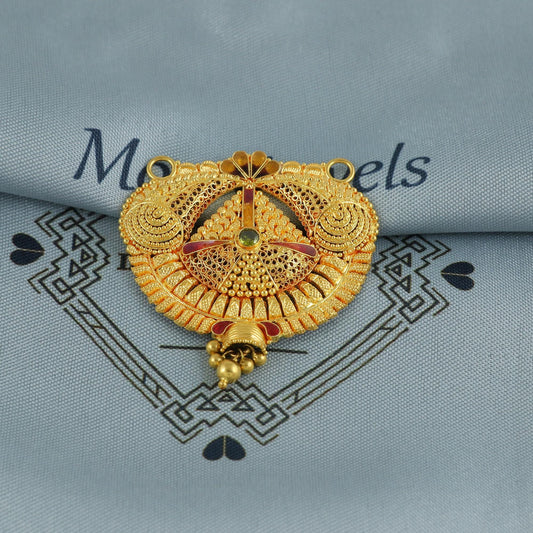 22k Yellow Gold Mangal sutra Pendant Necklace Handmade Indian Handmade Vintage Antique Design Jewelry, K6892