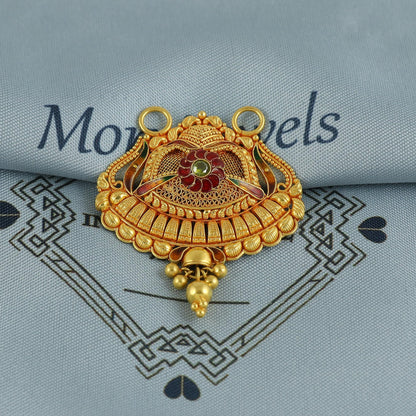 22k Yellow Gold Mangal sutra Pendant Necklace Handmade Indian Handmade Vintage Antique Design Jewelry, K6893