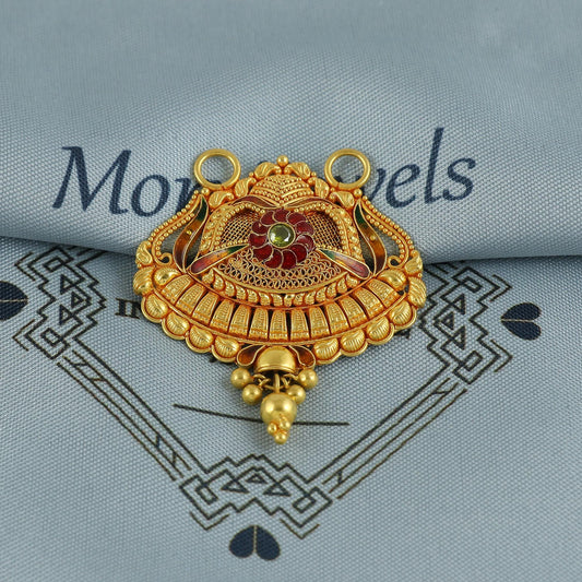 22k Yellow Gold Mangal sutra Pendant Necklace Handmade Indian Handmade Vintage Antique Design Jewelry, K6893