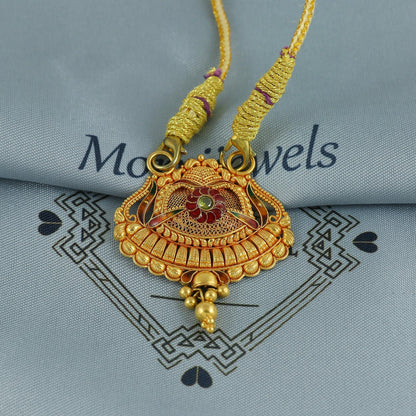 22k Yellow Gold Mangal sutra Pendant Necklace Handmade Indian Handmade Vintage Antique Design Jewelry, K6893