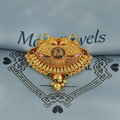 22k Yellow Gold Mangalsutra Pendant Necklace Handmade Indian Handmade Vintage Antique Design Jewelry, K6895