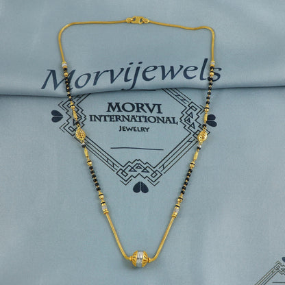 22k gold chain mangalsutra necklace with gold beads and black beads, Indian Wife Jewelry gift, K6907