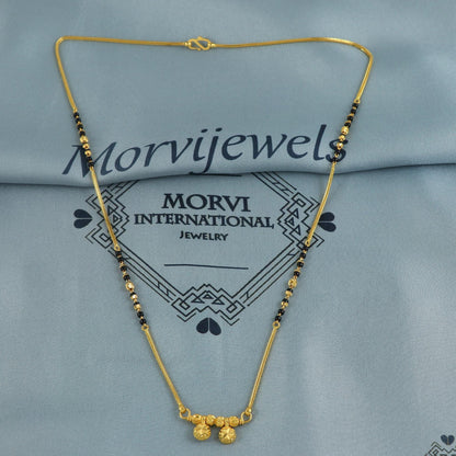 22k gold chain necklace mangalsutra with gold beads and black beads, Indian Wife Jewelry gift, K6908