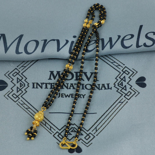 22k gold chain necklace mangalsutra with gold beads and black beads, Indian Wife Jewelry gift, K6910