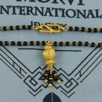 22k gold chain necklace mangalsutra with gold beads and black beads, Indian Wife Jewelry gift, K6910